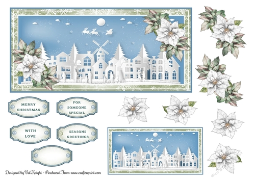 DL Papercut Scene Card Front With Decoupage & Gift Tag