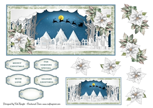 DL Papercut Scene 02 Card Front With Decoupage & Gift Tag
