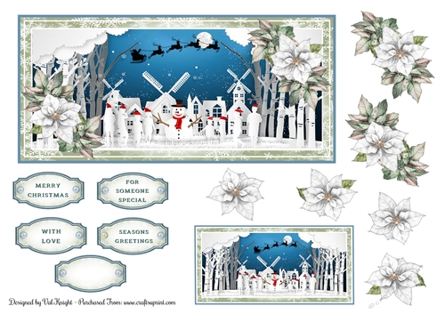 DL Papercut Scene 03 Card Front With Decoupage & Gift Tag