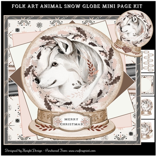 Folk Art Snow Globe Mini Page Kit