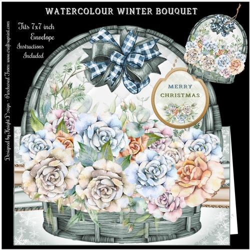 Watercolour Winter Bouquet Shaped Mini Page Kit