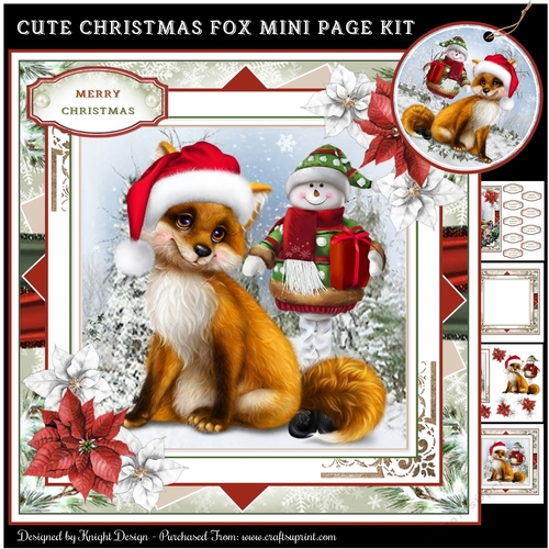 Cute Christmas Fox Mini Page Kit