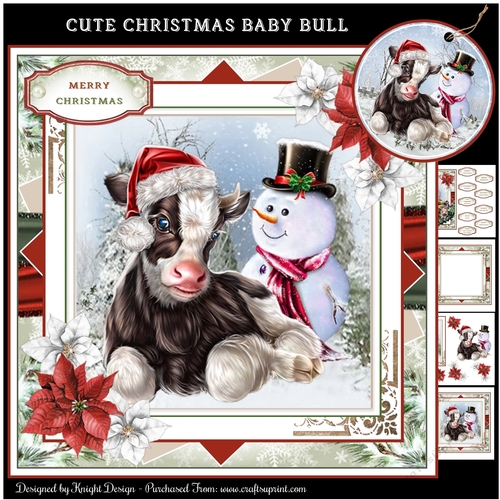 Cute Christmas Baby Bull Mini Page Kit