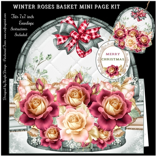 Winter Roses Basket Shaped Mini Page Kit