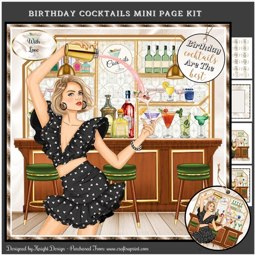 Birthday Cocktails Mini Page Kit