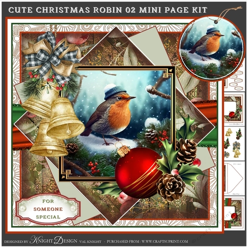 Cute Christmas Robin 02 Mini Page Kit