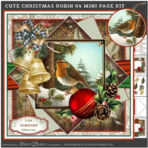 Cute Christmas Robin 04 Mini Page Kit