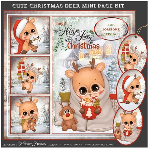 Cute Christmas Deer Mini Page Kit 