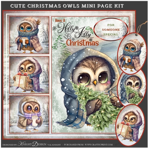 Cute Christmas Owls Mini Page Kit 