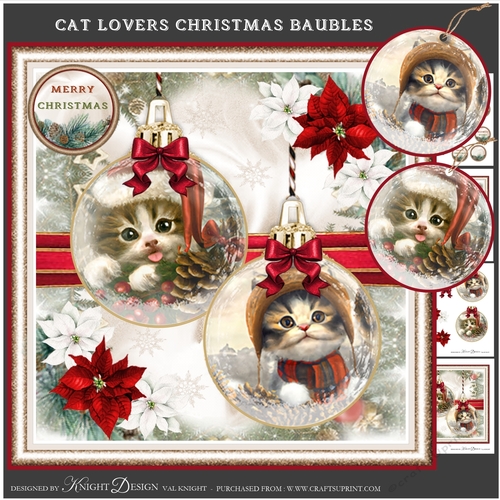 Cat Lovers Christmas Baubles Mini Page Kit 