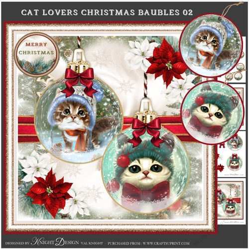 Cat Lovers Christmas Baubles 02 Mini Page Kit 