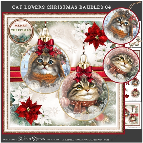 Cat Lovers Christmas Baubles 04 Mini Page Kit 