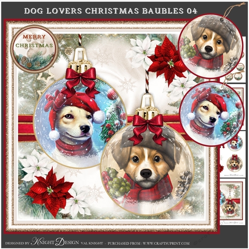 Dog Lovers Christmas Baubles 04 Mini Page Kit 