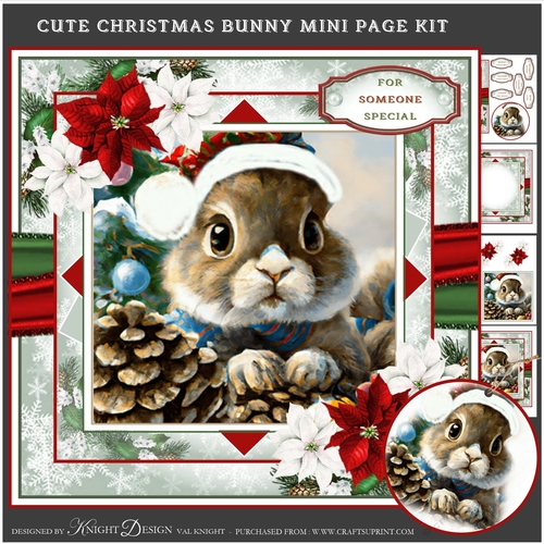Cute Christmas Bunny Mini Page Kit
