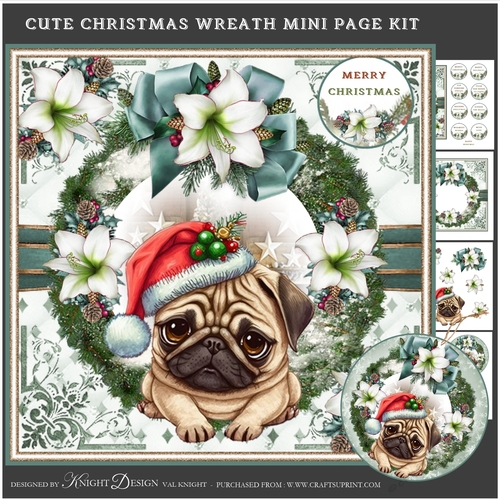 Cute Christmas Wreath Mini Page Kit 