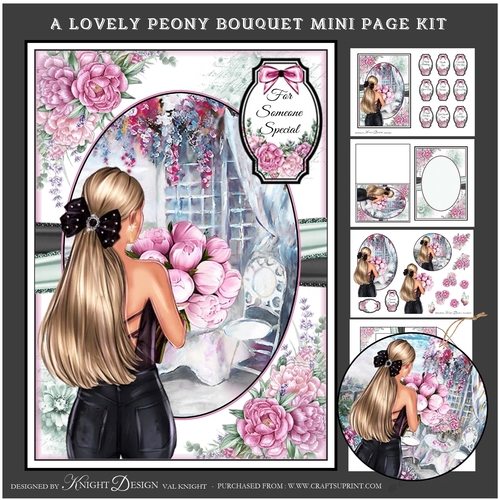 A Lovely Peony Bouquet Mini Page Kit