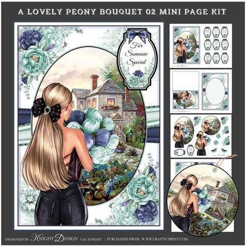 A Lovely Peony Bouquet 02 Mini Page Kit