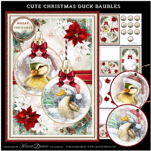 Cute Christmas Duck Baubles Mini Page Kit