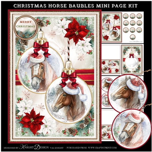 Christmas Horse Baubles Mini Page Kit