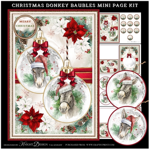 Christmas Donkey Baubles Mini Page Kit
