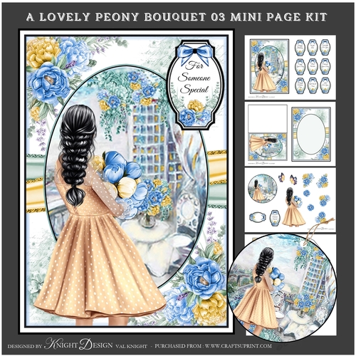 A Lovely Peony Bouquet 03 Mini Page Kit