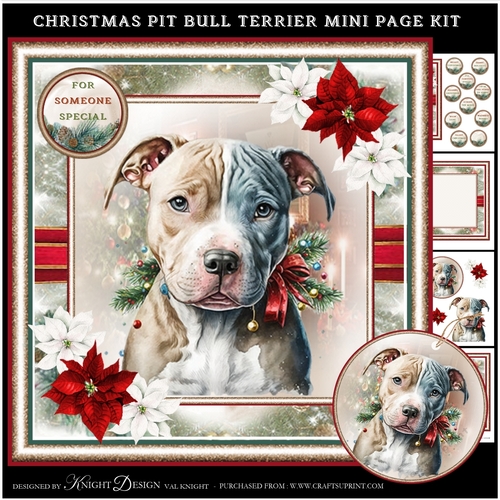 Christmas Pit Bull Terrier Mini Page Kit