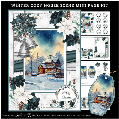 Cozy Winter House Scene Mini Page Kit
