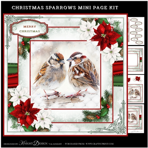 Christmas Sparrows Mini Page Kit