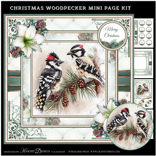 Christmas Woodpecker Mini Page Kit