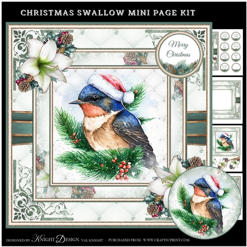 Christmas Swallow Mini Page Kit