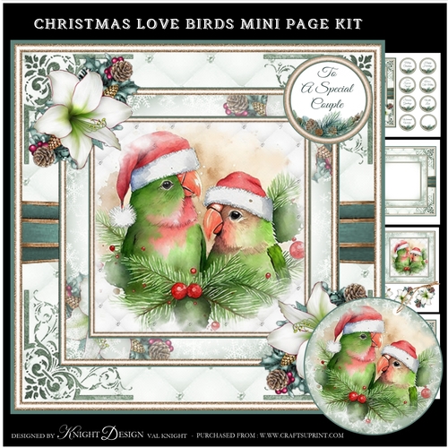 Christmas Love Birds Mini Page Kit