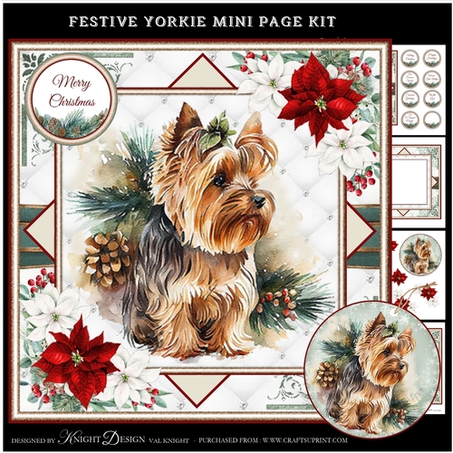 Festive Yorkie Mini Page Kit