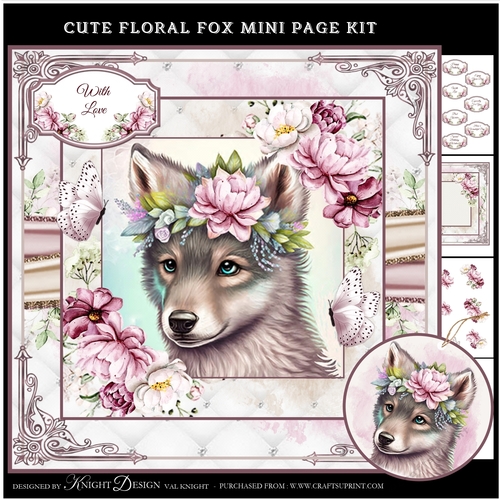 Cute Floral Fox Mini Page Kit