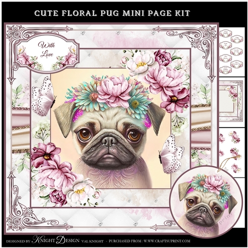 Cute Floral Pug Mini Page Kit