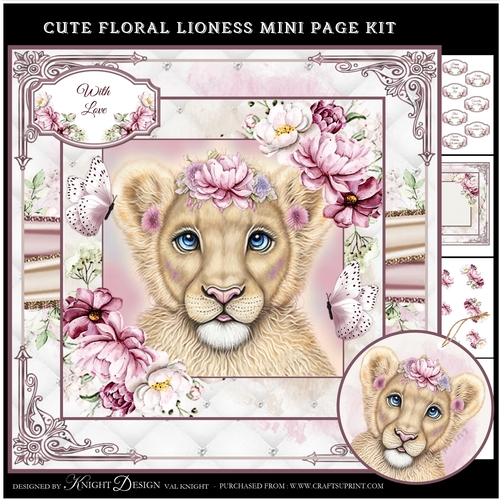 Cute Floral Lioness Mini Page Kit