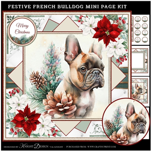 Festive French Bulldog Mini Page Kit