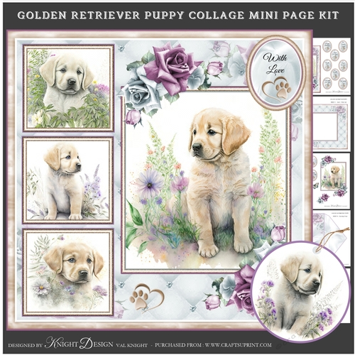 Golden Retriever Puppy Collage Mini Page Kit