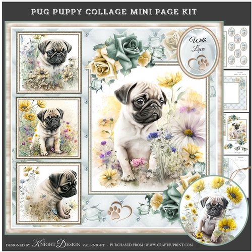 Pug Puppy Collage Mini Page Kit