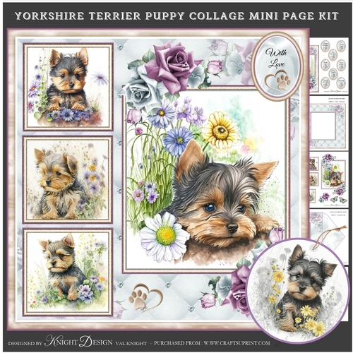 Yorkshire Terrier Puppy Collage Mini Page Kit