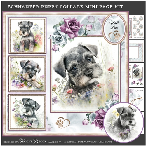 Schnauzer Puppy Collage Mini Page Kit