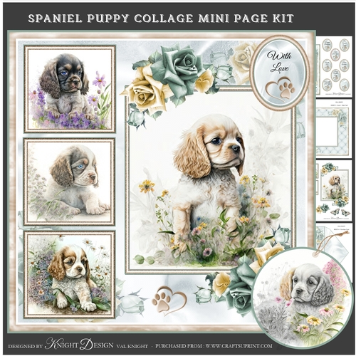 Spaniel Puppy Collage Mini Page Kit