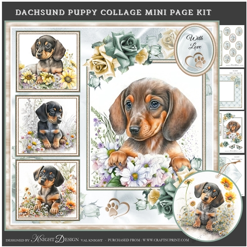 Dachsund Puppy Collage Mini Page Kit