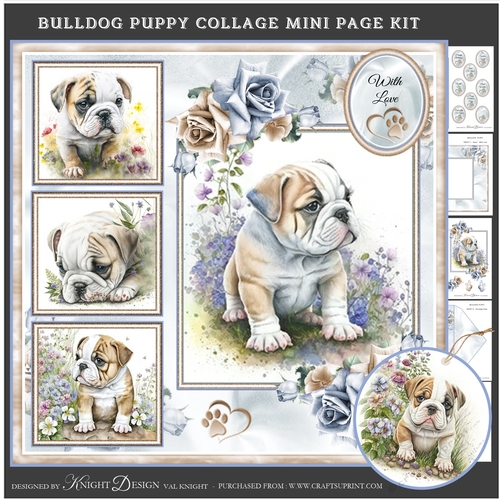 Bulldog Puppy Collage Mini Page Kit
