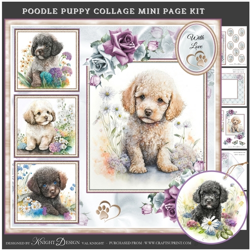 Poodle Puppy Collage Mini Page Kit