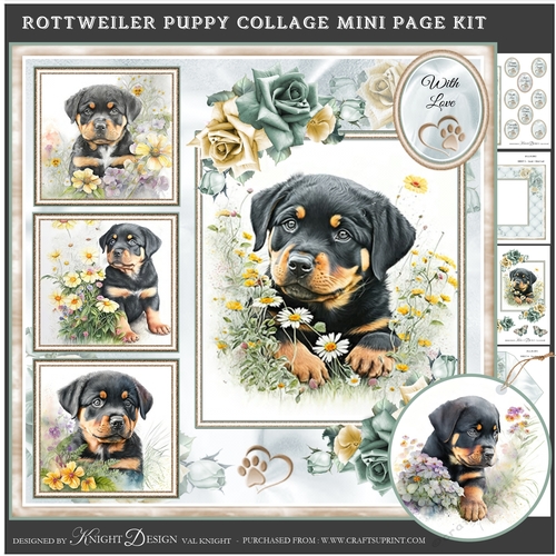 Rottweiler Puppy Collage Mini Page Kit