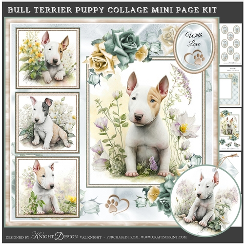 Bull Terrier Puppy Collage Mini Page Kit