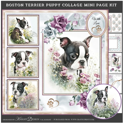 Boston Terrier Puppy Collage Mini Page Kit