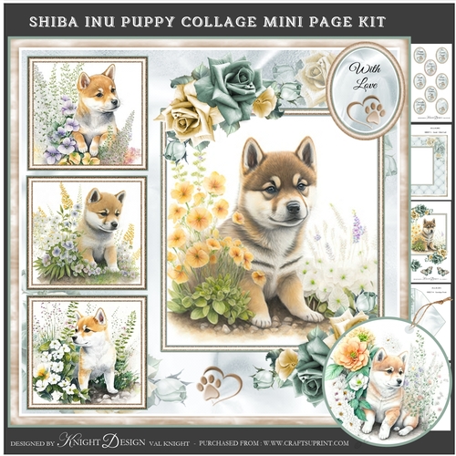 Shiba Inu Puppy Collage Mini Page Kit
