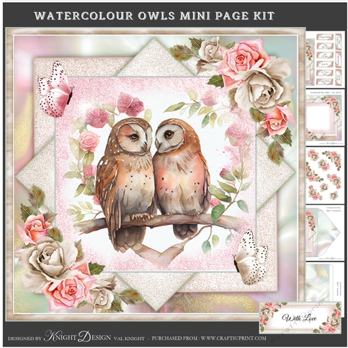 Watercolour Owls Mini Page Kit
