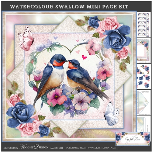 Watercolour Swallow Mini Page Kit